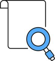 Paper Search Icon In Blue And White Color. vector