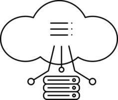 Black Outline Cloud Computing Server Icon Or Symbol. vector