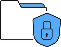 Security Lock Folder Icon In Blue And White Color. vector