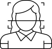 Faceless Woman Face Scan Icon In Line Art. vector