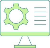 Computer Setting Icon Or Symbol In Green And White Color. vector