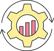 Isolated Data Processing Icon In Pink And Yellow Color. vector