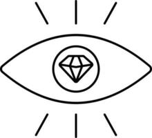 Diamond Eye Icon In Black Line Art. vector