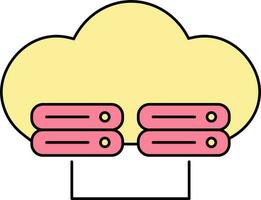 Cloud Server Icon Or Symbol In Pink And Yellow Color. vector