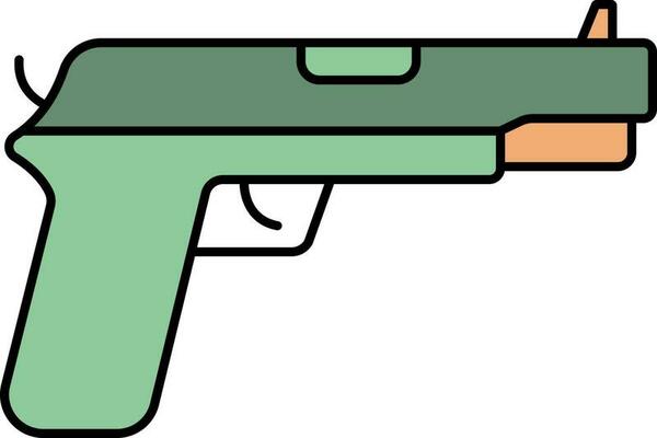 Gun Icon In Green And Orange Color.