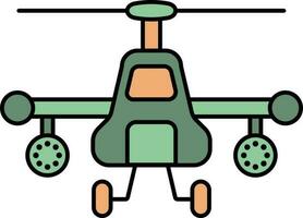 Combat Helicopter Icon In Green And Orange Color. vector