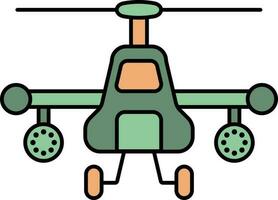 Combat Helicopter Icon In Green And Orange Color. vector