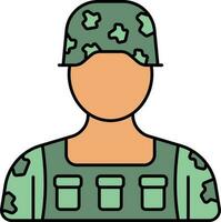 soldado icono en verde y naranja color. vector