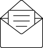 Open Message Icon In Black Line Art. vector
