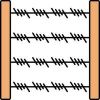 Barbed Wire Icon In Orange And Black Color. vector