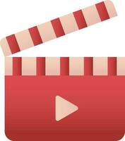 Play Clapperboard Icon In Red Color. vector