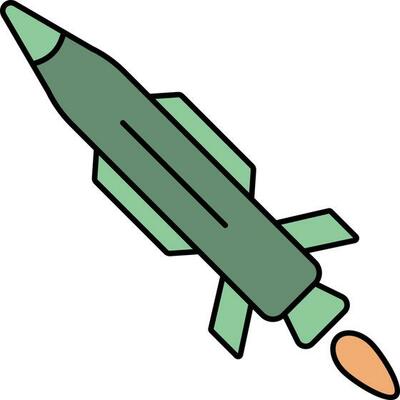 Missile Icon In Green And Orange Color.