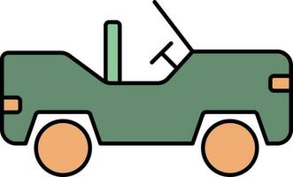 Open Jeep Icon In Green And Orange Color. vector