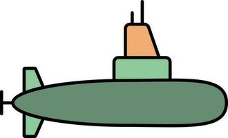 Submarine Icon In Green And Orange Color. vector