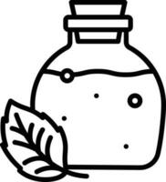 Flat Style Potion With Leaf Icon In Line Art. vector