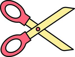 Scissor Icon In Red And Yellow Color. vector