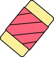 Eraser Icon In Red And Yellow Color. vector