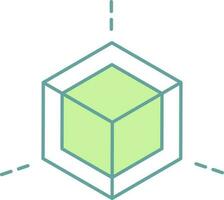 Cube Icon In Green And White Color. vector