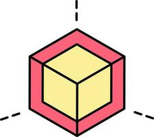 Cube Icon In Red And Yellow Color. vector