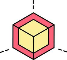 Cube Icon In Red And Yellow Color. vector