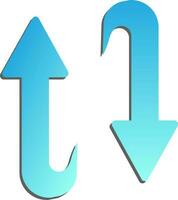 arriba y abajo flecha icono en azul degradado papel estilo. vector