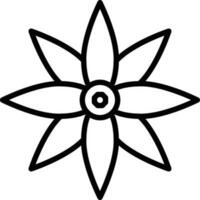 Black Line Art Flower Icon in Flat Style. vector