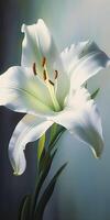 An extreme close up of a beautiful lily oil painting. photo