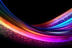 hyper loop or warp technology concepts with flow of Digital stream in line multicolor neon. photo