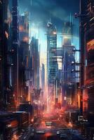 Architectural cityscape designs showcasing a futuristic metropolis. photo