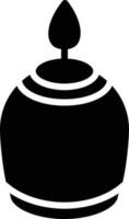 Illuminated Candle Icon in Black and White Color. vector