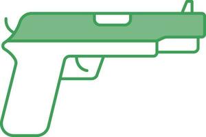 pistola icono en verde y blanco color. vector