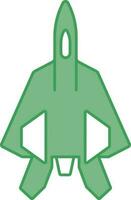 Fighter Plane Icon In Green And White Color. vector