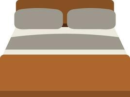 Double Bed Icon Or Symbol In Gray And Brown Color. vector