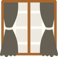 Window With Curtains Icon In Gray And Brown Color. vector