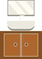 Sink Mirror Icon In Gray And Brown Color. vector