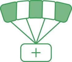 Medical Parachute Icon In Green And White Color. vector