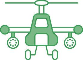 Combat Helicopter Icon In Green And White Color. vector