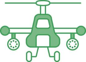 Combat Helicopter Icon In Green And White Color. vector