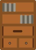 Illustration Of Bookshelf Icon In Gray And Brown Color. vector