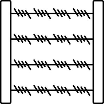 Barbed Wire Icon In Line Art.