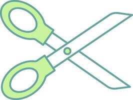 Scissor Icon In Green And White Color. vector