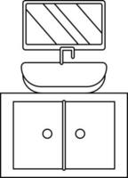 línea Arte lavabo espejo icono en plano estilo. vector