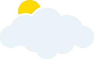 Sun Behind Cloud Icon In Yellow And White Color. vector