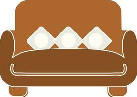 Isolated Couch Or Sofa Icon In Gray And Brown Color. vector