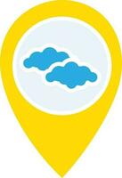 Cloud Location Pin Icon In Yellow And White Color. vector