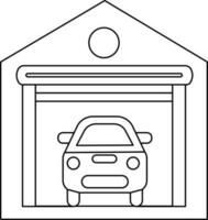 Black Outline Vehicle Garage Icon Or Symbol. vector