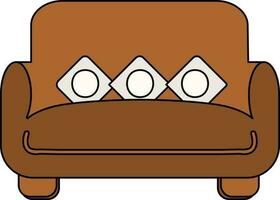 Isolated Couch Or Sofa Icon In Gray And Brown Color. vector