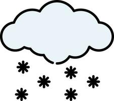 Isolated Snowfall Cloud Icon In Blue And Black Color. vector
