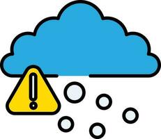 Isolated Cloud Hail Alert Icon In Blue And Yellow Color. vector