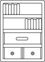 Illustration Of Bookshelf Icon In Line Art. vector